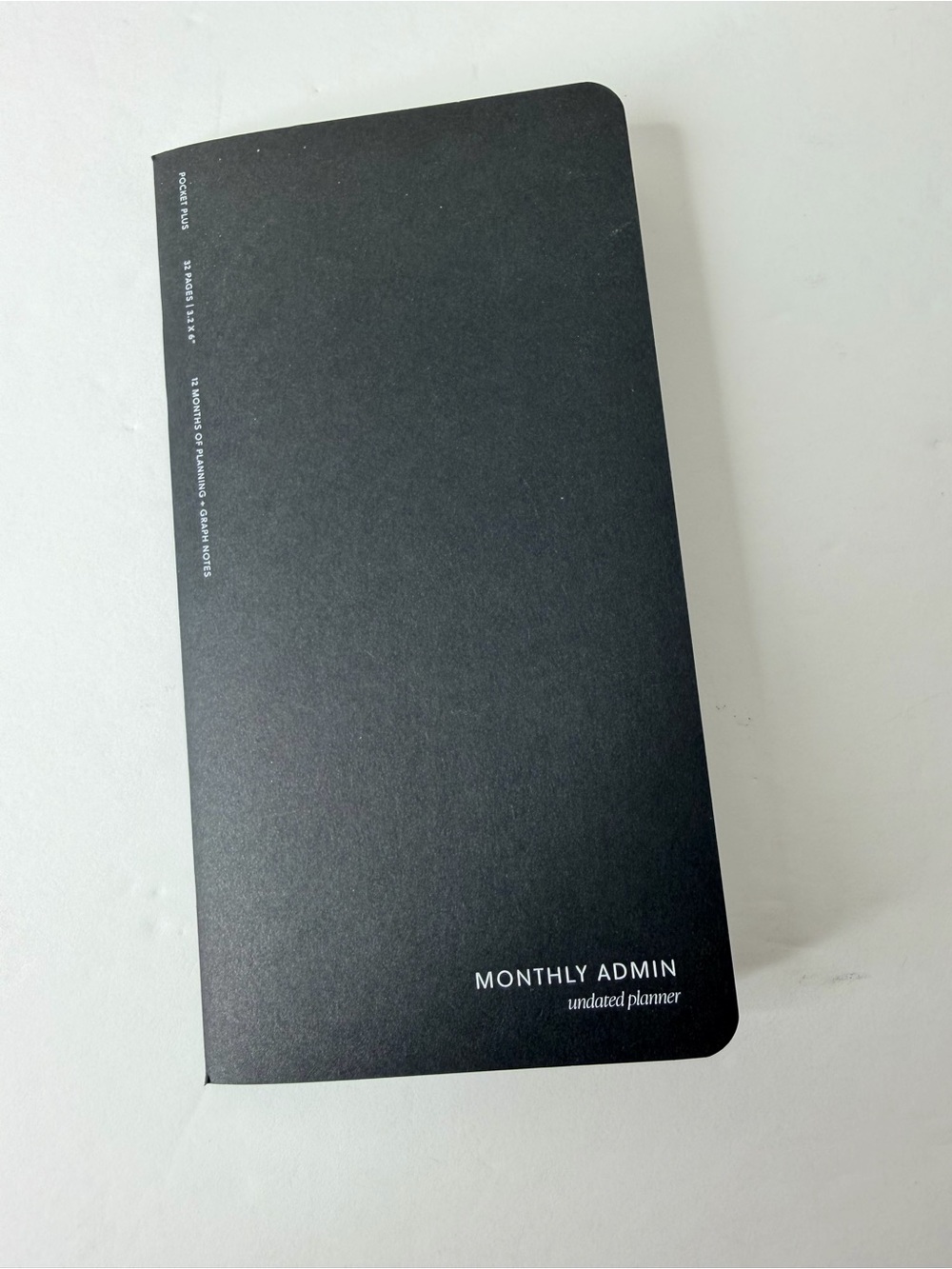 Cloth & Paper Monthly Admin undated 12 month pocket plus planner- Black